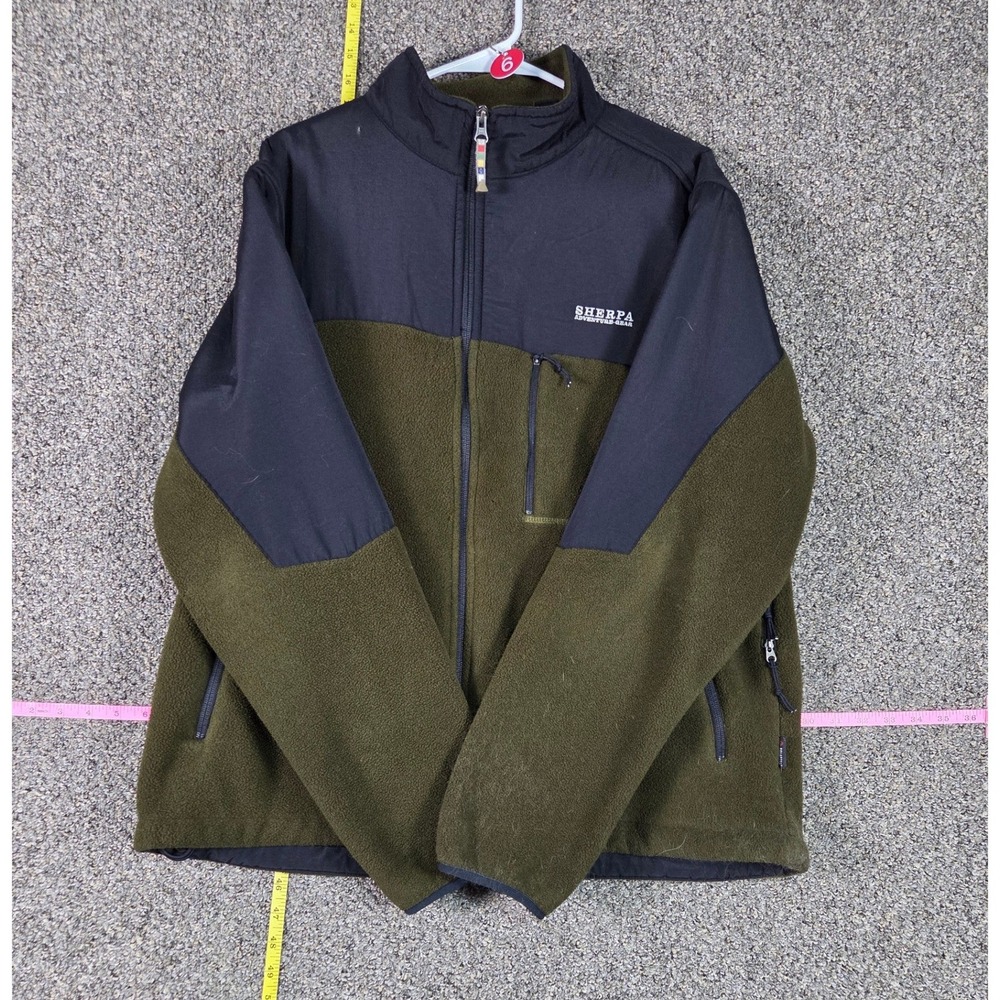 Sherpa Adventure Gear Fleece Jacket Mens XL Green Black Polartec Full Zip Hiking